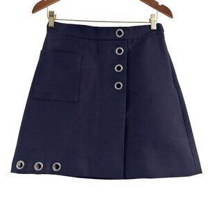 M Missoni Women's Navy Blue Faux Wrap Cotton Blend Mini Skirt Size 42 US 6